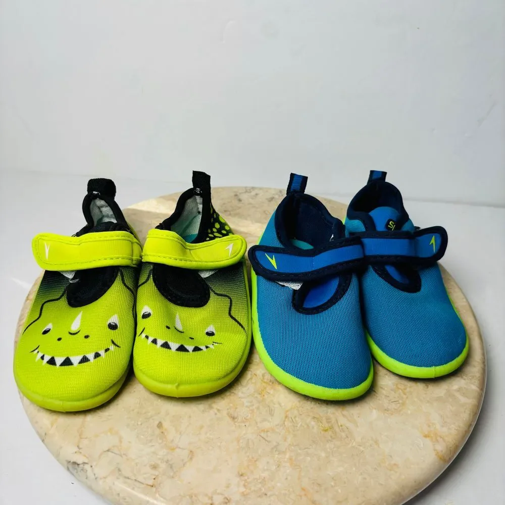 Speedo Toddler Kids Size S 5-6 Water Slip On Shoes Blue Green Beach Sand Outdoor